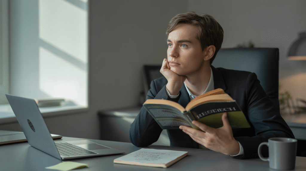 contemplative professional at desk